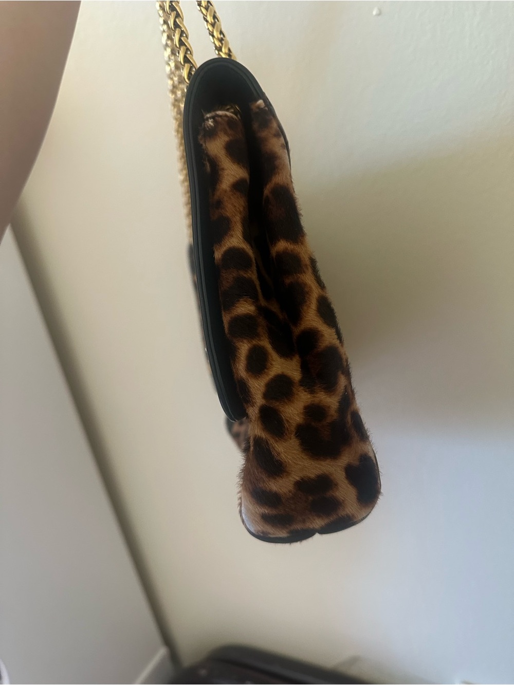 Christian Louboutin sweet charity Leopard Print Shoulder Bag with Gold Chain - Picture 8 of 9
